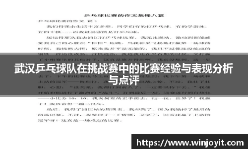 武汉乒乓球队在挑战赛中的比赛经验与表现分析与点评